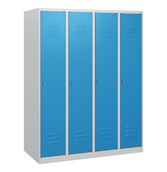 C+P Umkleidespind Classic PLUS, 4 Abteile, 1530x1200x500mm, 7035/5012, Zylinderschlösser, 0800005-40 S10015