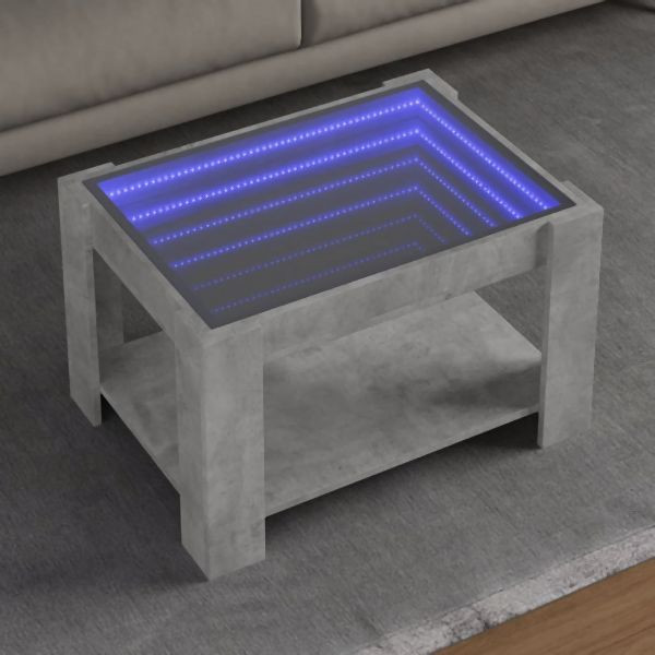 vidaXL LED-Couchtisch Betongrau 73x53x45 cm Holzwerkstoff, 847549