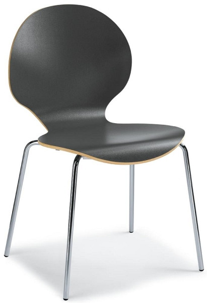 Deskin Besucherstuhl CURVE, 4-Fuß Gestell verchromt, Buchenschichtholz, Farbe anthrazit, VE: 4 Stück, 279013