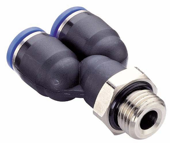 timmer B-YE-6-1/8-KU, Y-Einschraubverschraubung zylindrisch mit O-Ring-Abdichtung, Schlauch-Ø: 6 mm, Gewinde: 1/8", VE: 10 Stück, 03180153