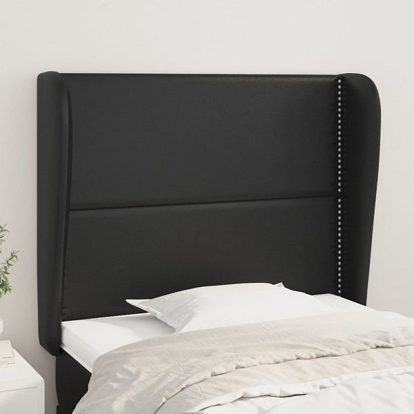 vidaXL Kopfteil mit Ohren Schwarz 103x23x118/128 cm Kunstleder, 3117900