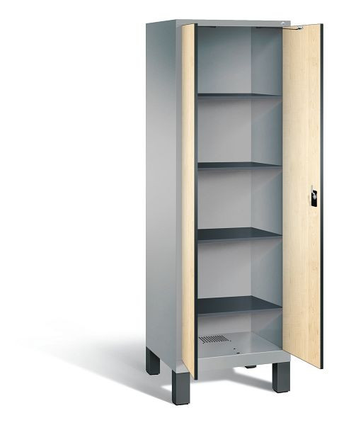 C+P Wäsche-Spind Evolo, H1850xB610xT500mm, Farbe: Weißaluminium / Dekor Donau-Ahorn, 48212-20B S10107