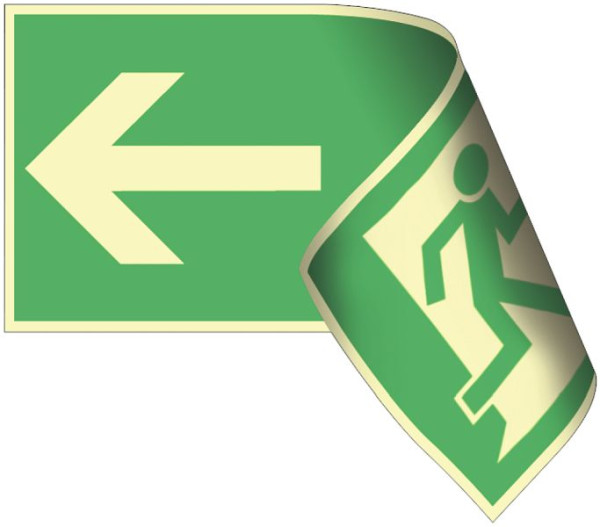 Moedel Rettungsweg links/rechts doppelseitig, Kunststoff, nachleuchtend, 160-mcd, 400x200 mm, 60494