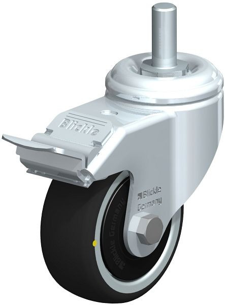 Blickle LKRA-PATH 80K-FI-ELS-FK-GS12 Apparate-Lenkrolle mit Gewindestift & Feststeller, Thermoplastisches Polyurethan, Grau, 848708