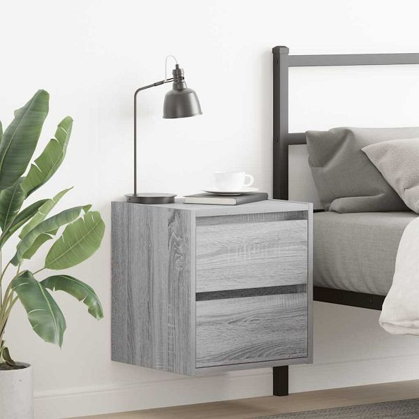 vidaXL Wand-Nachttische 2 Stk. Grau Sonoma 38x34x40 cm, 861258