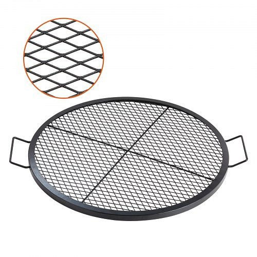 VEVOR X-Marks Feuerstellen-Grillrost, Φ 760 x 25 mm Lagerfeuer-BBQ-Grillrost aus Stahl mit Griff und Stütz-X-Draht, Schwarz, YXSKKWCHSYX301HI2V0