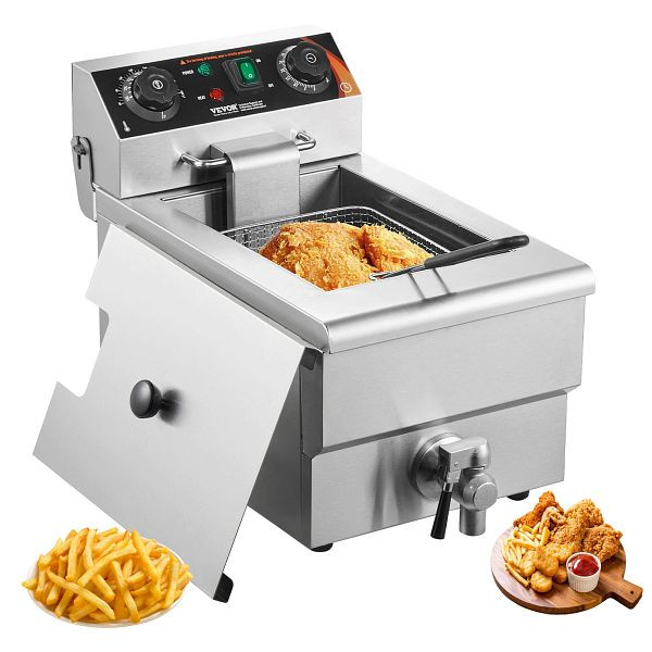 VEVOR Kommerzielle Elektrische Fritteuse 3000W 9L Edelstahl Upgrade 200°C, DGDZGSJK0000XU1BAV2