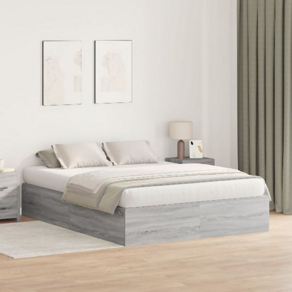 vidaXL Stauraumbett Grau Sonoma 140x190 cm Abmessung, 3335434