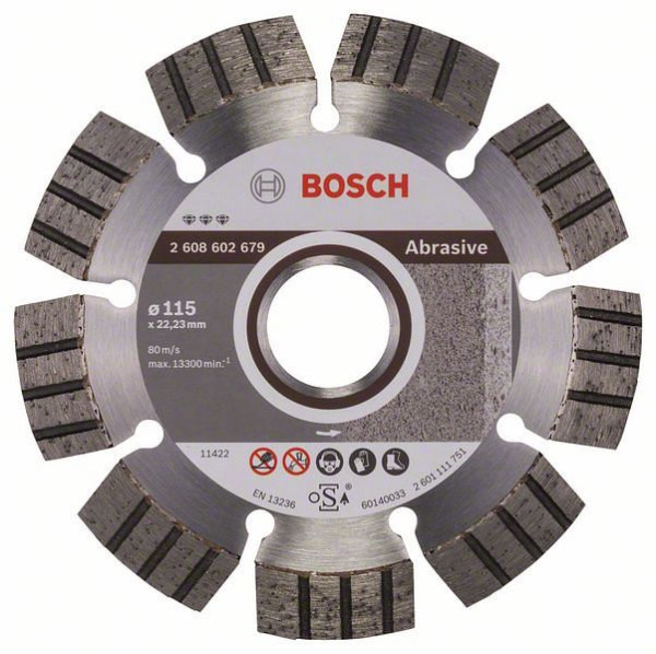 Bosch Diamanttrennscheibe Best for Abrasive, 115 x 22,23 x 2,2 x 12 mm, 2608602679