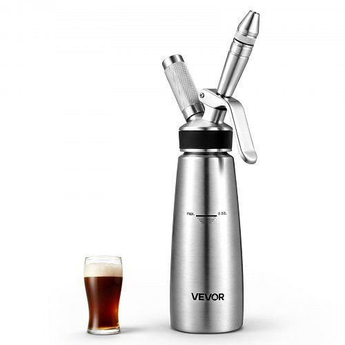 VEVOR Nitro-Cold-Brew-Kaffeemaschine 0,5 L Edelstahl für Bier und Sahne, ohne Stromanschluss mit Selbstschließfunktion, N2QYK304BXGN2D5KA001V0