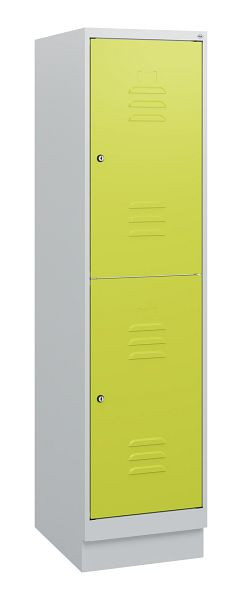 C+P Doppelstöckiger Spind Classic PLUS, Sockel, 1630x400x500mm, 7035/0024, Zylinderschlösser, 0803205-12 S10040