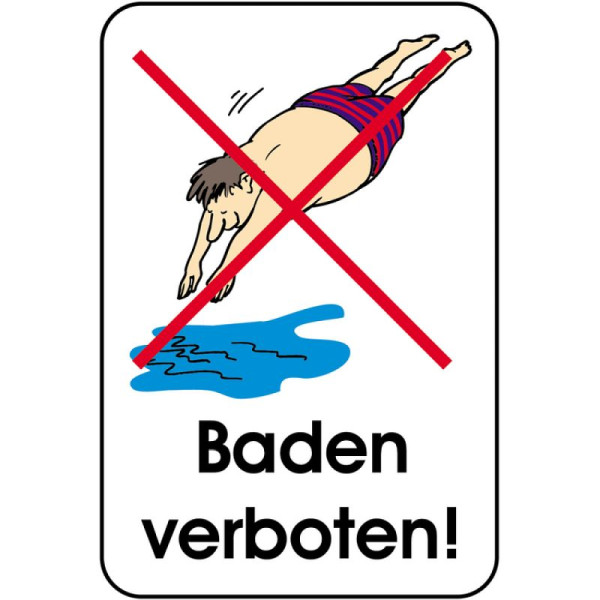 Stein HGS Hinweisschild, Baden verboten!, 400 x 600 mm, mehrfarbig, 14869