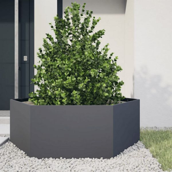 vidaXL Pflanzkübel Anthrazit Sechseckig 138x120x45 Stahl, 851138