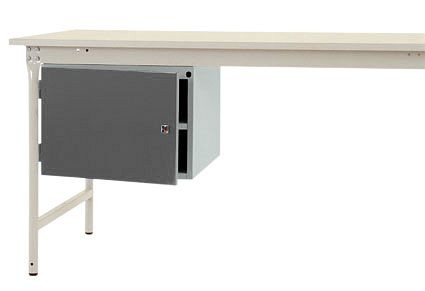 Manuflex Gehäuse-Unterbau stationär, Nutzhöhe 300 mm mit 1 Tür und Einlegeboden, für Tischtiefe 800 mm, Resedagrün, ZB4704.6011