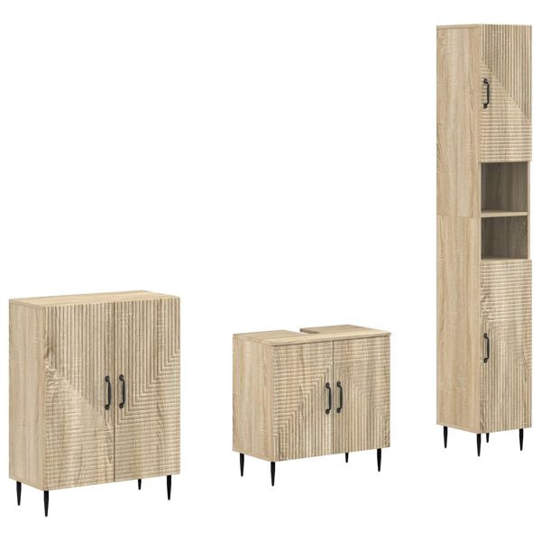 vidaXL 3-teiliges Badezimmer-Schranksystem HAARLEM Sonoma-Eiche, 3417452