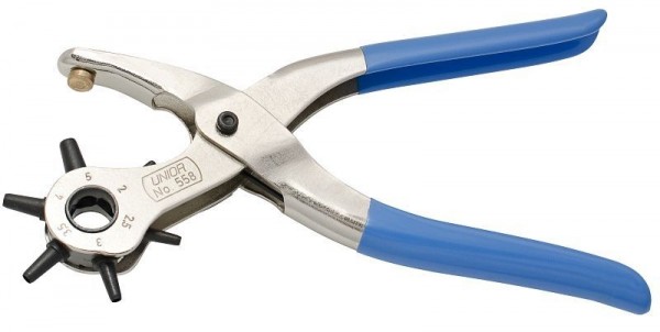 Unior Revolverloch-Zange mit 6 Lochpfeifen, 210 mm, 601557
