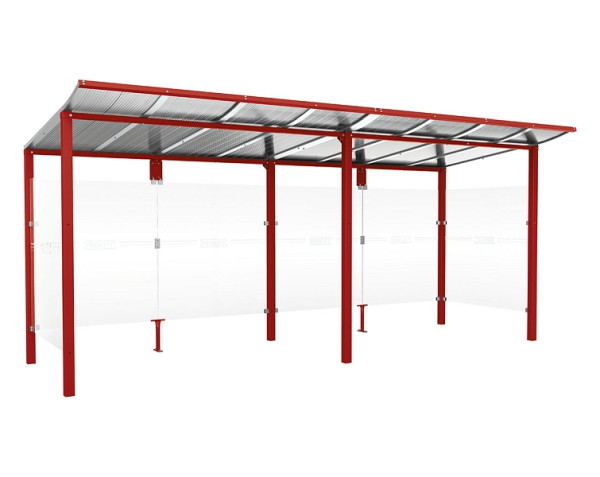 Procity Wartehalle Modulo - Mit Seitenverkleidungen, Farbe RAL 3004, Maße: Breite 5000 x Höhe 2250 x Tiefe 2000 mm, 529671.3004