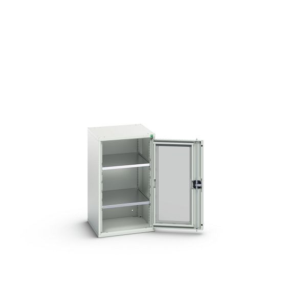 bott verso Flügeltürschrank mit Sichtfenster, mit 2 Fachböden, BxTxH: 525 x 550 x 900 mm, Lichtgrau / Lichtgrau, 16926075.16