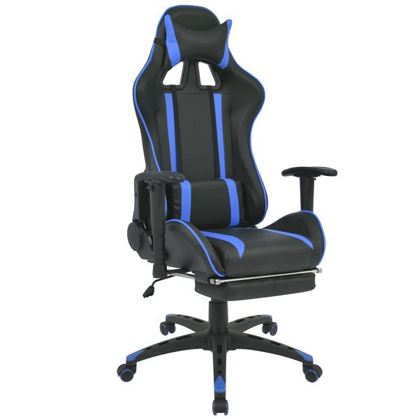 vidaXL Neigbarer Racing-Bürostuhl mit Fußstütze Blau, 20166