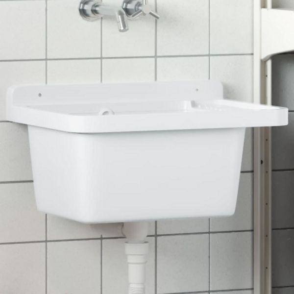 vidaXL Ausgussbecken Wandmontage Weiß 50x35x24 cm Harz, 4002794