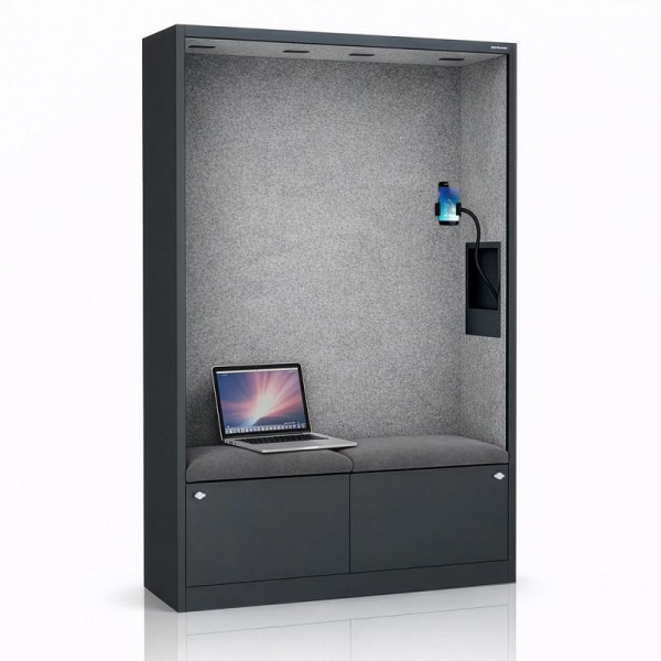 Jan Nowak Schrank mit Sitzfläche und Ruhezone SALLY MentalBox 1850 x 1150 x 400 mm, Anthrazit, Grau, 2088