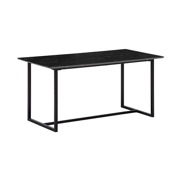 Wohnling Esszimmertisch 180x90x76cm Küchentisch Schwarz in Marmor-Optik, Esstisch Groß, Speisetisch Rechteckig, WL6.970