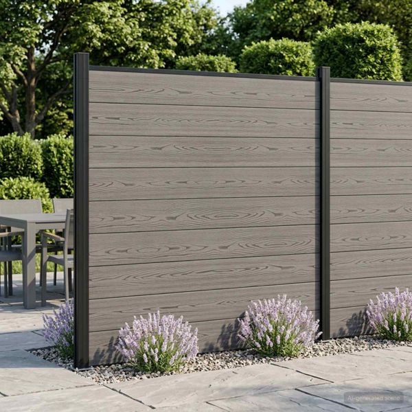 vidaXL zaunset 1045 x 186 cm WPC und Aluminium Grau, 3429398