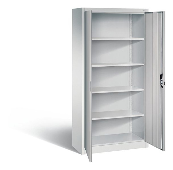 C+P Büroschrank Acurado, H1950xB930xT400mm, Farbe: Lichtgrau / Weißaluminium, Muldengriff, 5 OH, 9260-000 S11615