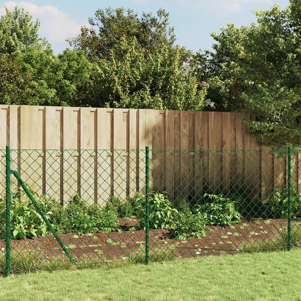vidaXL Maschendrahtzaun mit Bodenhülsen Grün 1x10 m, 153921