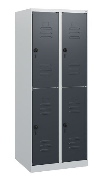 C+P Doppelstöckiger Spind Classic PLUS, 2 Abteile, 1530x600x500mm, 7035/7016, Drehriegel, 0803005-20 S10007