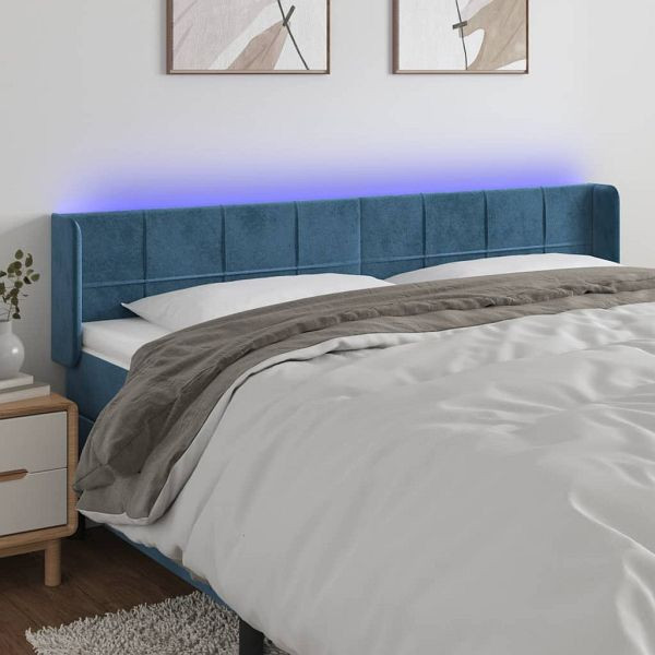 vidaXL LED Kopfteil Dunkelblau 183x16x78/88 cm Samt, 3123300
