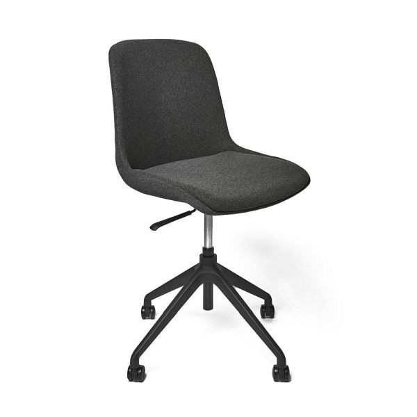 Deskin Konferenz-/Bürostuhl TERNI DV, Fußkreuz schwarz mit Rollen, Sitzschale Stoff, grau-meliert, 352451