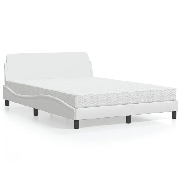 vidaXL Bett mit Matratze Weiß 140x190 cm Kunstleder, 3208398