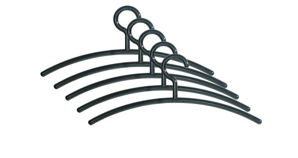 Kerkmann Kleiderbügel Kunststoff, Ø 16, B 430 x H 190 mm, schwarz, VE: 5 Stück, 39600415