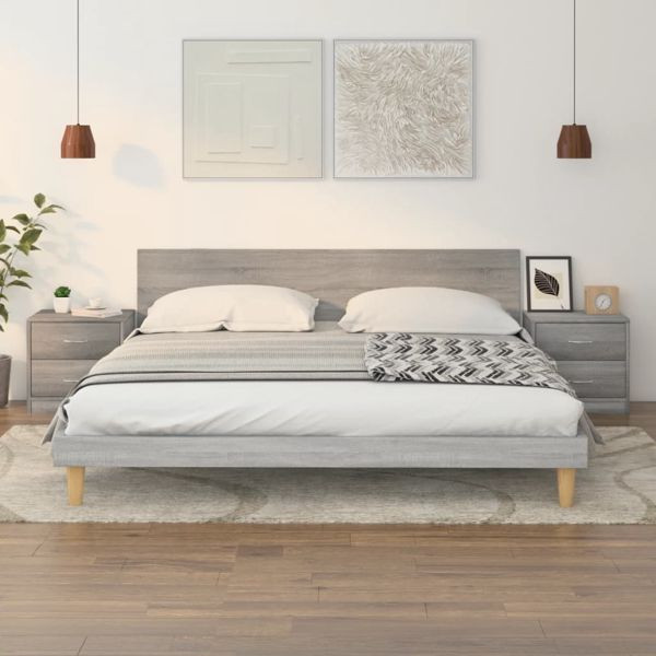vidaXL Nachttische 2 Stk. Grau Sonoma 40x30x40 cm Holzwerkstoff, 815408