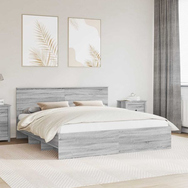 vidaXL Bettrahmen Graues Sonoma 180 x 200 cm Holzwerkstoff, 3408828