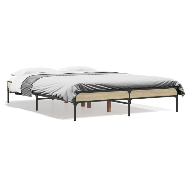 vidaXL Bettgestell Sonoma-Eiche 120x200 cm Holzwerkstoff und Metall, 845022