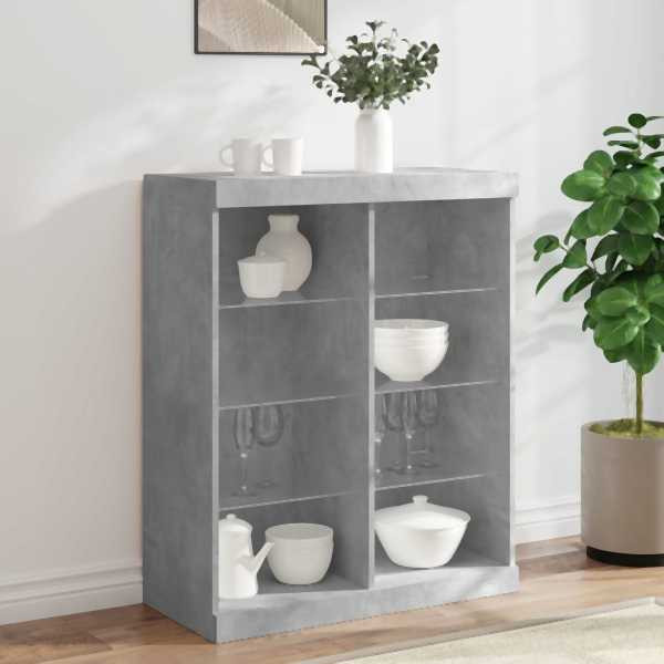 vidaXL Sideboard mit LED-Leuchten Betongrau 81x37x100 cm, 836717