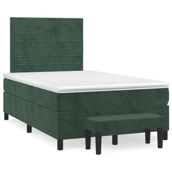 vidaXL Boxspringbett mit Matratze Dunkelgrün 120x190 cm Samt, 3270478