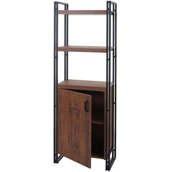 Mendler Bücherregal HWC-A27, Regal Standregal Wohnregal, Staufach mit Tür 165x55cm 3D-Struktur Wildeiche-Optik, 60163+60164