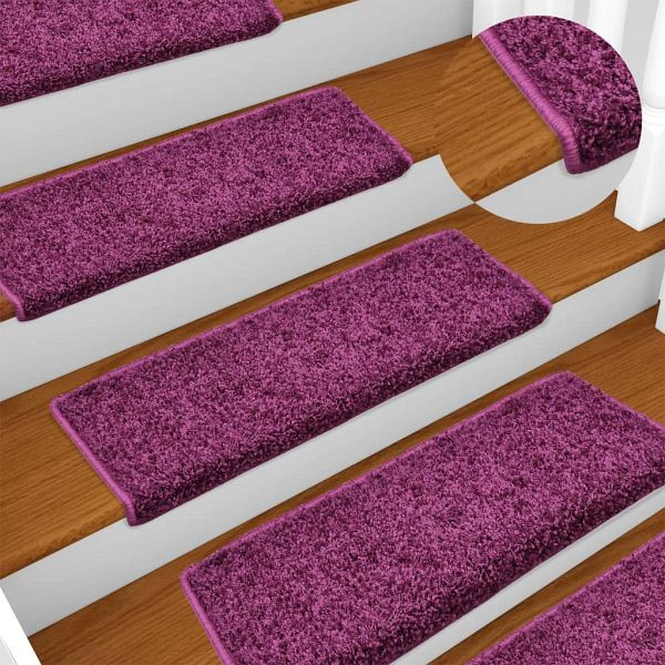 vidaXL Teppich-Treppenstufen 15 Stück 65x21x4 cm Violett, 134580