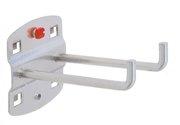 Kappes RasterPlan Doppelter Werkzeughalter, L 75 mm, Ø 6 mm, senkrechtes Hakenende alufarben, 4040.00.1201