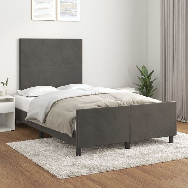 vidaXL Bettgestell mit Kopfteil Dunkelgrau 120x200 cm Samt, 3125624