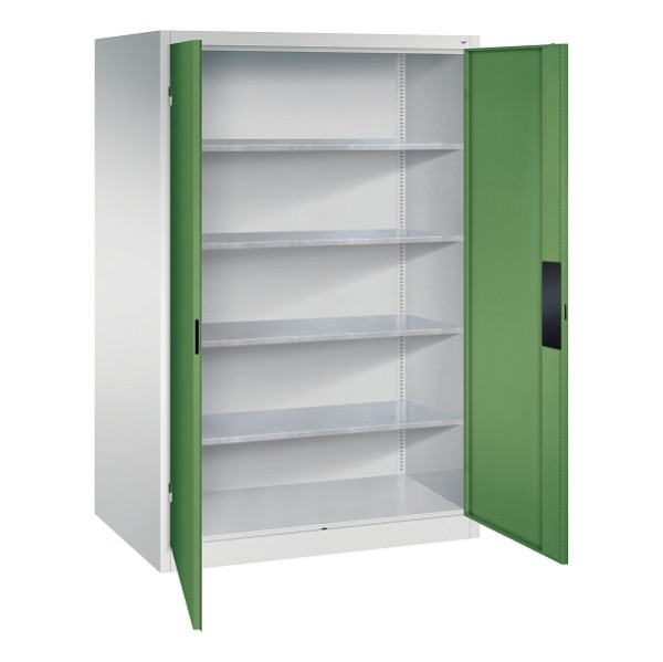C+P Flügeltürenschrank Acurado, H1950xB1200xT800mm, 7035/6011, Traglast 110 kg, 8934-052 S10174