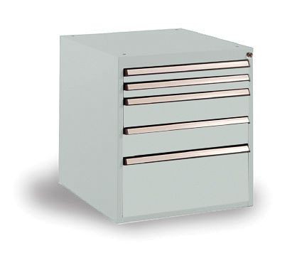 Manuflex Schubfachschrank BASETEC Stationär, Nutzhöhe 500 mm mit 5 Schubfächern, in lichtgrau RAL 7035, SP1022.7035
