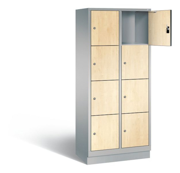 C+P Schließfachschrank Evolo, H1800xB810xT500mm, Farbe: Weißaluminium / Dekor Donau-Ahorn, 48020-224 S10270