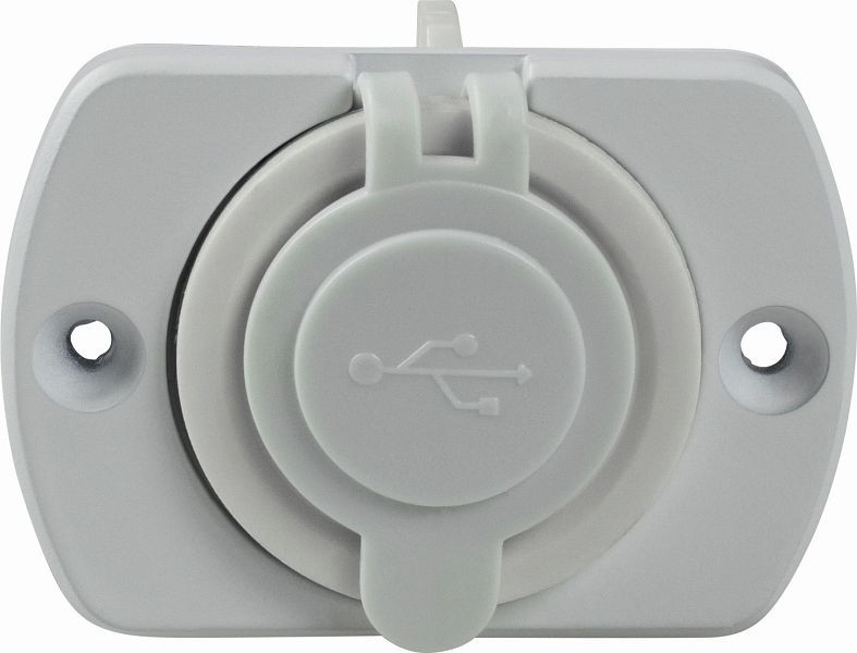 as-Schwabe USB 2fach Einbaudose Caravan, weiß 2 USB Dosen mit Schutzkappe, 1x 5V/1A und 1x 5V/2,1A, 61464