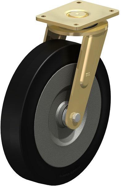 Blickle LS-SE 415K-Z Stahlgeschweißte Schwerlast-Lenkrolle, schwere Drehkranz-Ausführung, Elastik-Vollgummi, Schwarz, 44073