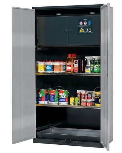 asecos Chemikalienschrank Systema-Plus, anthrazit, silber, Sicherheitsbox, Einlegeböden, Typ CS-30, 218484