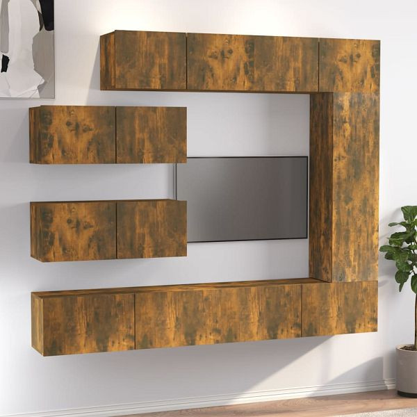 vidaXL 7-tlg. TV-Schrank-Set Räuchereiche Holzwerkstoff, 3114563